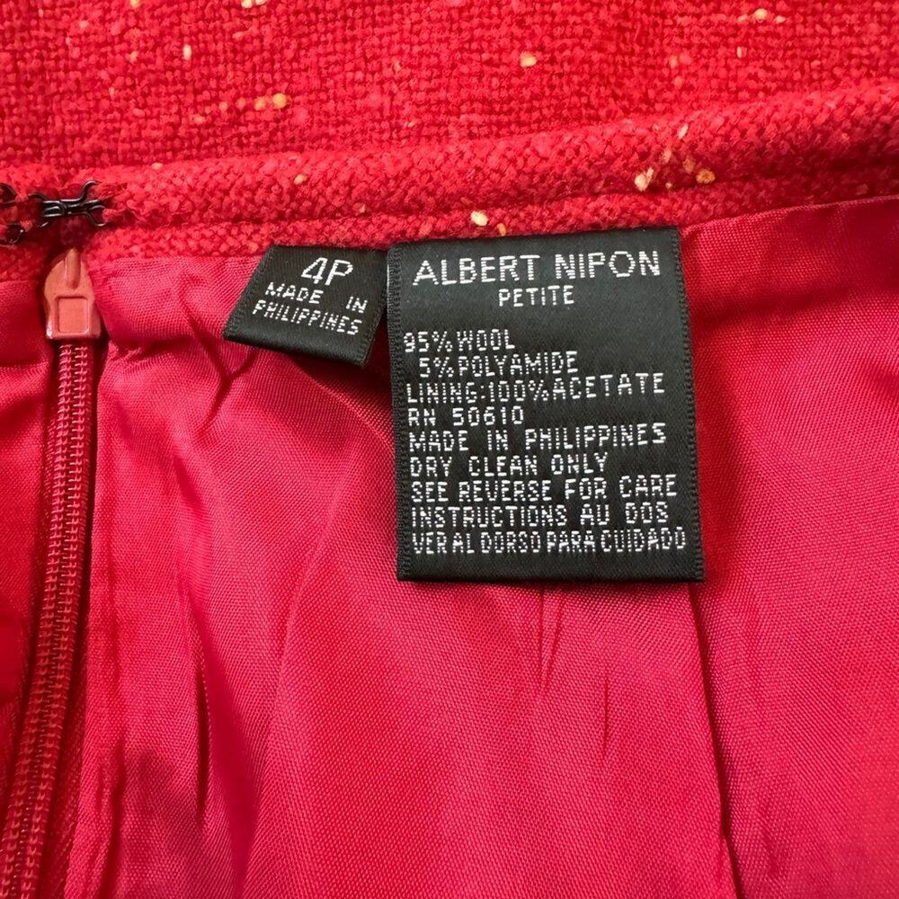 Vintage ‘90s Albert Nipon Red Wool Pencil Skirt - image 7